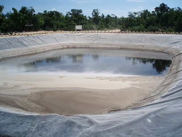 Landfill leachate collection pond